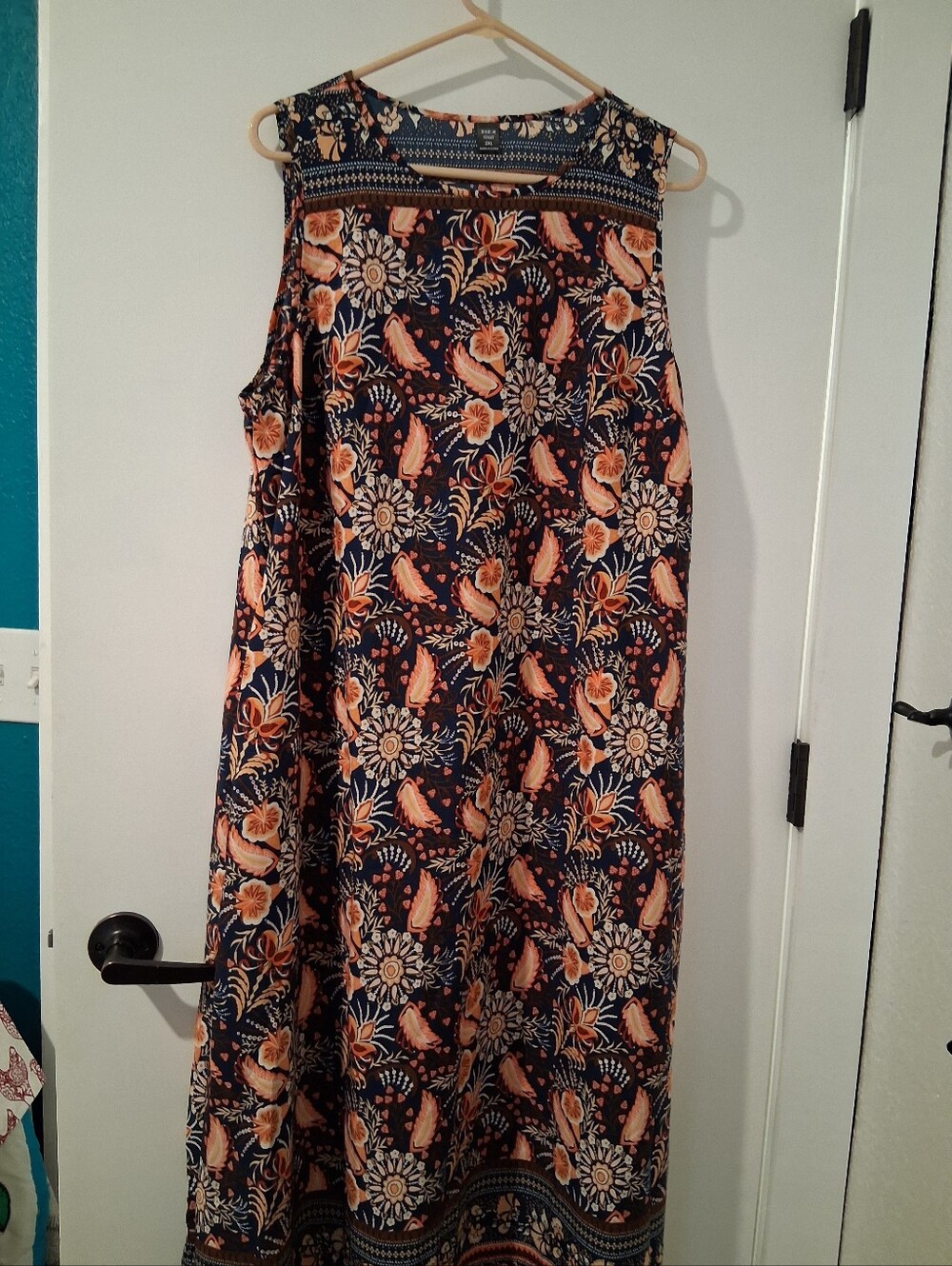 Shien Floral Maxi Dress in Navy and Peach